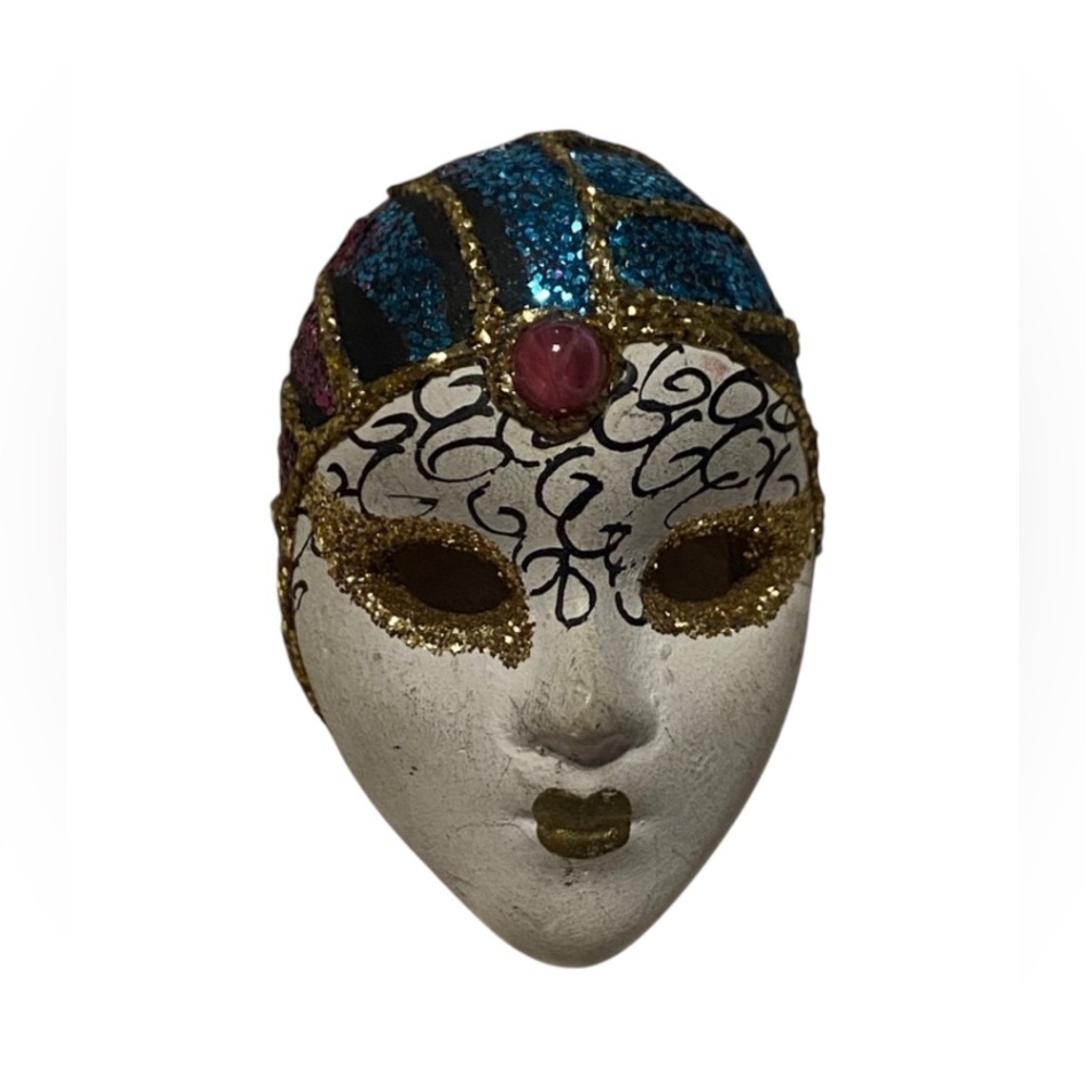 Pink Star Sapphire Glass Ceramic Masquerade Mask Brooch #7062 💋